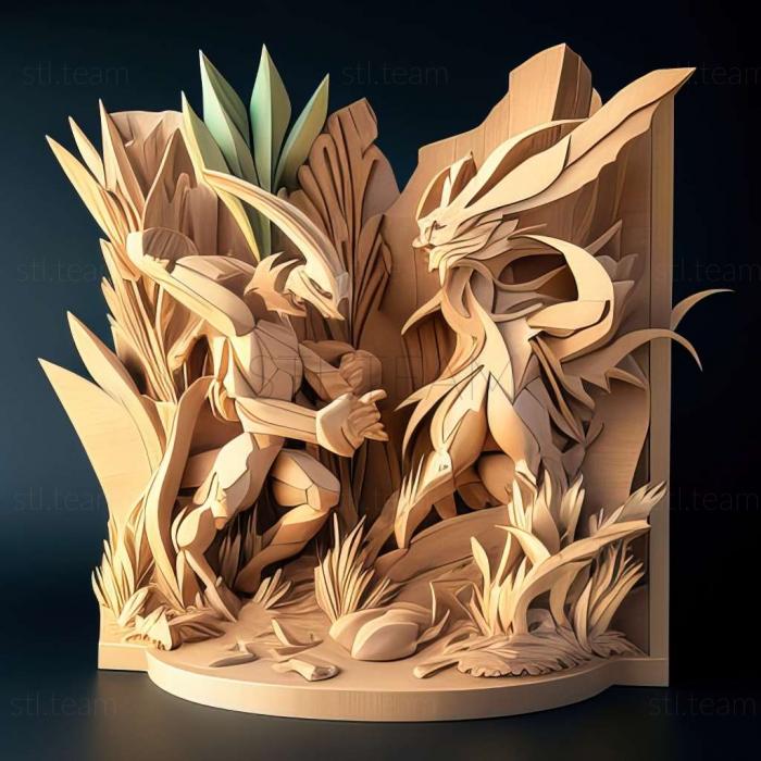 3D модель Odd Pokmon Out Juptile VS Tropius Grassland Duel (STL)